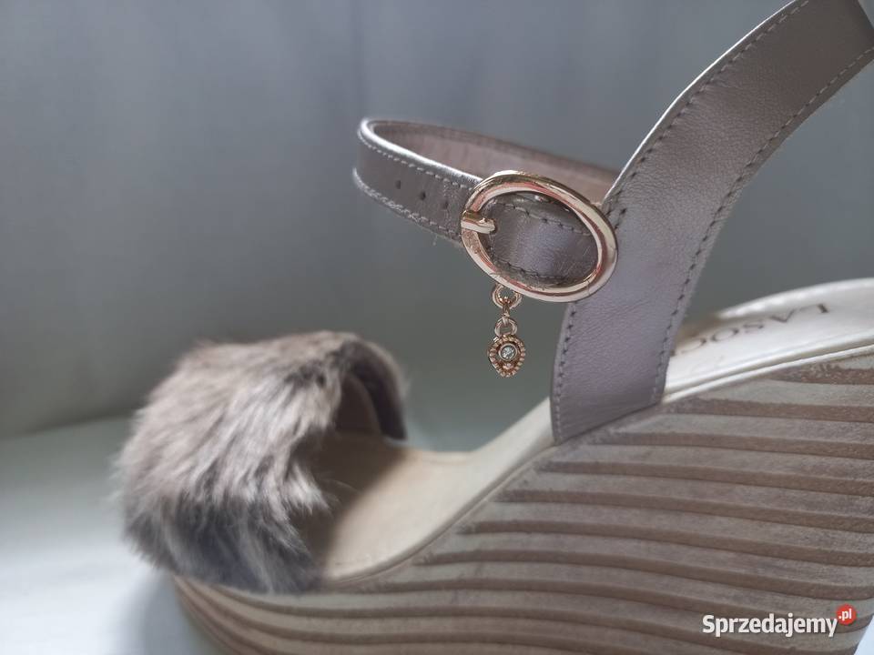 SANDAŁY damskie KOTURN jasne Lasocki r 38 NOWE inna