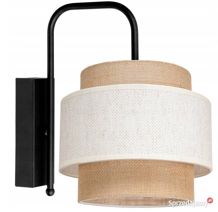 Lampa Ścienna Kinkiet Czarny Biały BOHO Juta Kinkiety sprzedam