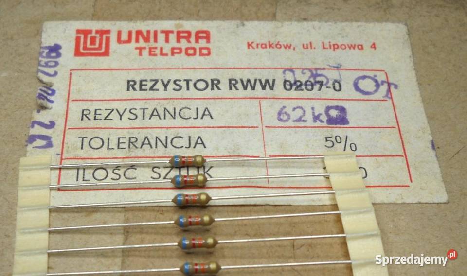 Rezystor 62k RWW 0207 Unitra TELPOD Gdańsk sprzedam