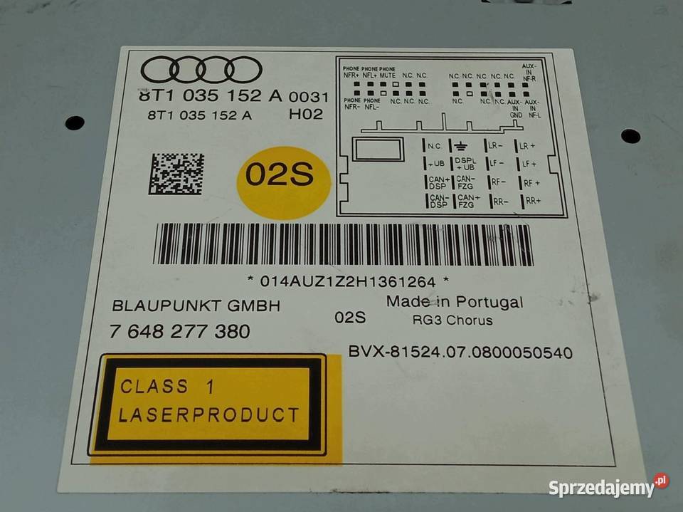 RADIO 8T1035152A Audi A4 IV 20082015 B8 osobowe Sprzęt audio fabryczny