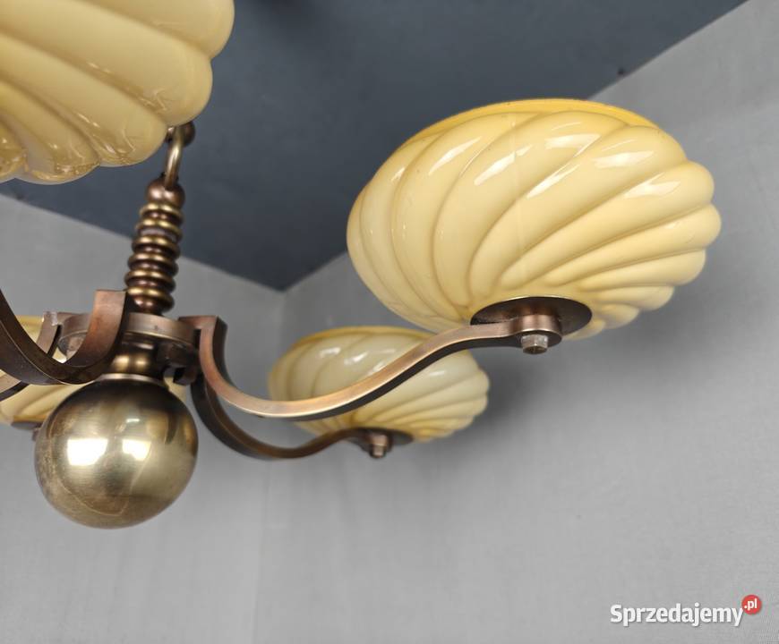 Żyrandol mosiężny Art Deco Bauhaus Klosze do Abażury i klosze mazowieckie Warszawa sprzedam