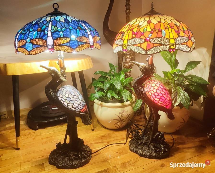 Lampy gabinetowe witrażowe podstawa żuraw Dom i Ogród łódzkie Łódź