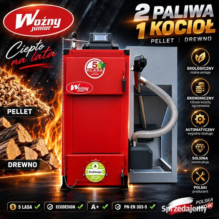 Kocioł piec na pellet 20kW do 220m2 5 klasa małopolskie Nowy Sącz