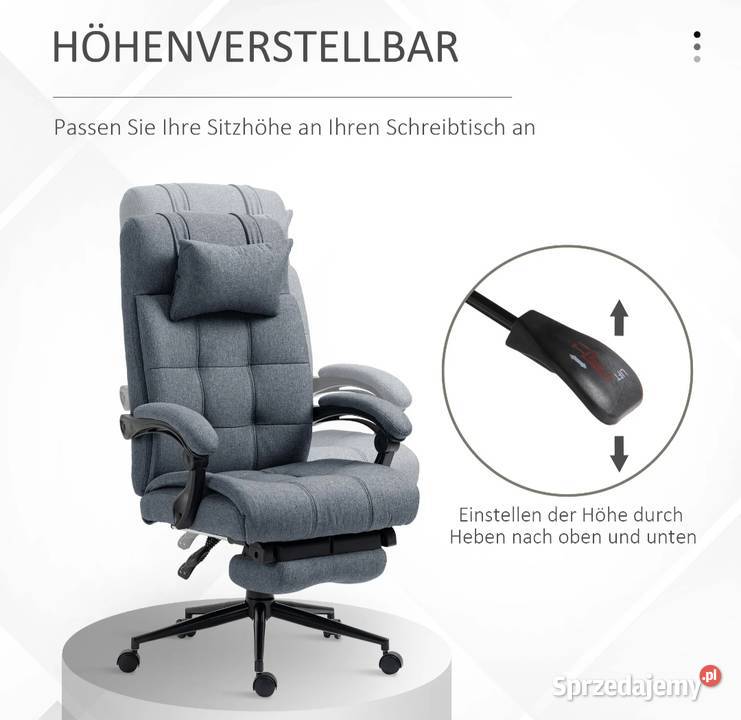 Krzesło biurowe Vinstto z podnóżkiem szary Brzesko