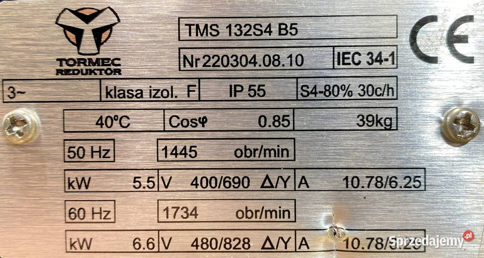 silnik elektryczny 55kW 1445obr 3fazowy Pigża