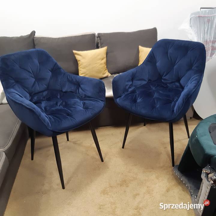 KRZESŁA welur NOWE z ekspozycji granatowe LOFT 4 Ostrowiec Świętokrzyski