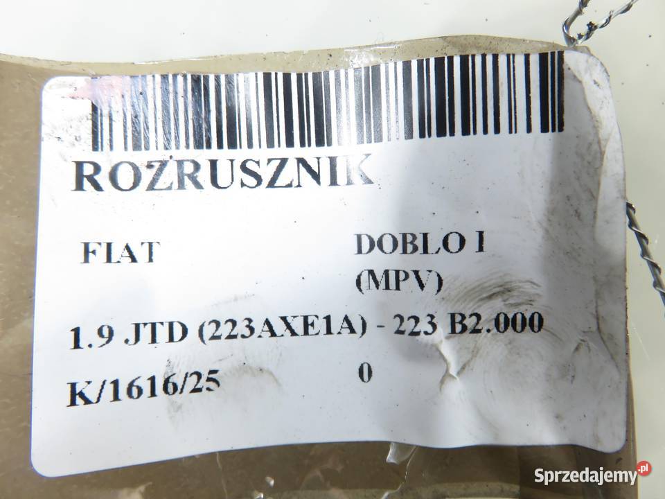 ROZRUSZNIK FIAT DOBLO I 19 JTD 001109030 osobowe małopolskie