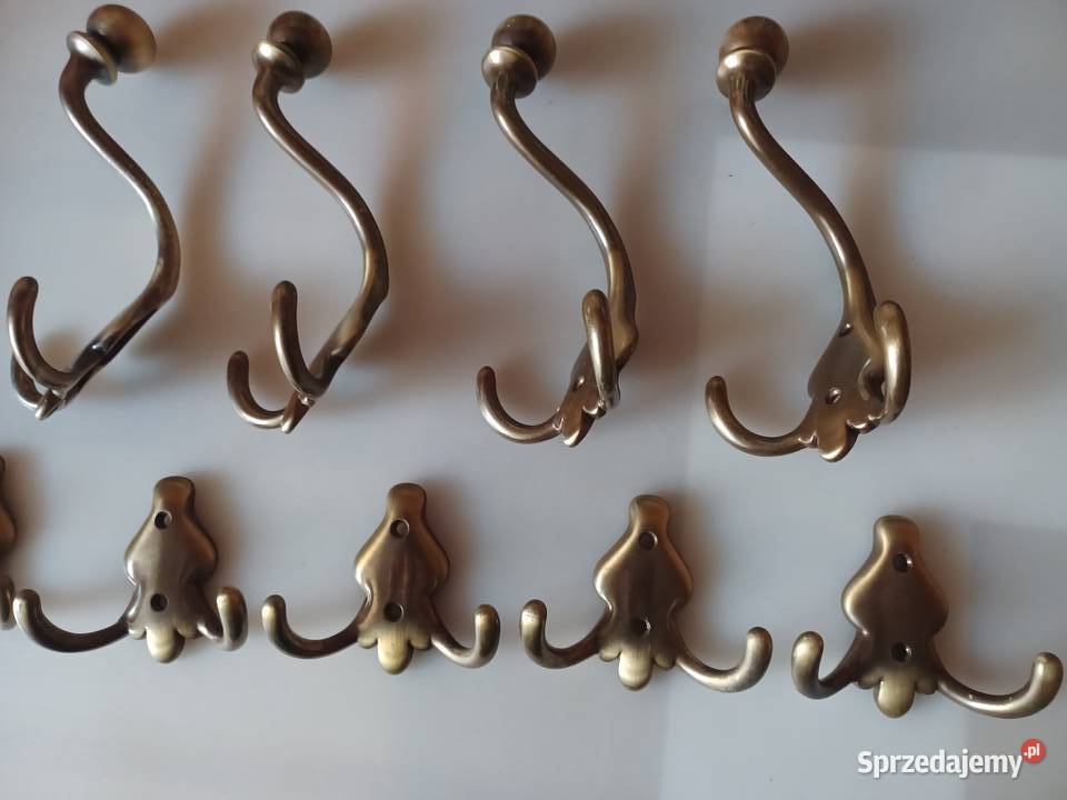 Ładny komplet masywnych wieszaków Mosiądz Poznań