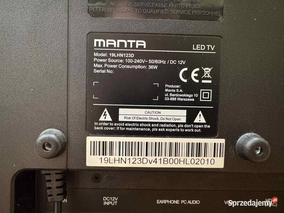 Telewizor LED Manta TV 19LHN123D 19 HD Ready Elbląg sprzedam