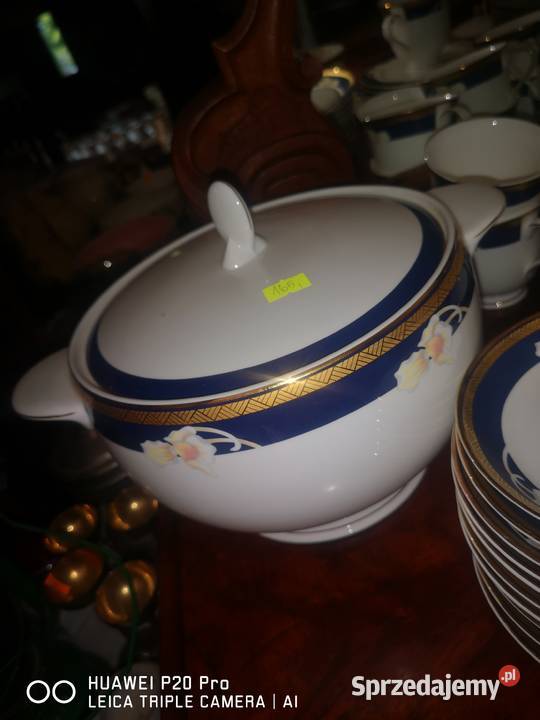 Filiżanka z talerzkiem deserowym z kobaltem Gdańsk