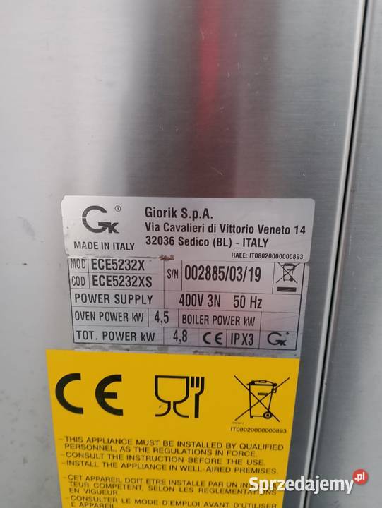 PIEC KONWEKCYJNOPAROWY MANUALNY GIORIK ECE5232X Wrocław sprzedam