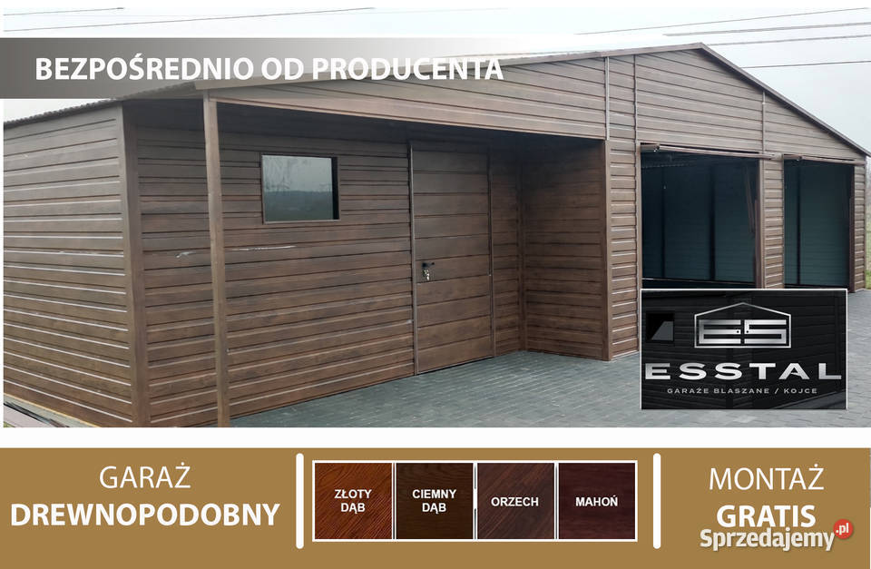 Garaż Blaszany DrewnopodobnyOrzech Garaże Wiaty samodzielny