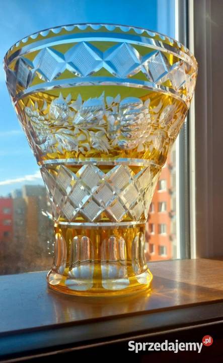 Piękny duży wazon kryształowy PRL Wrocław sprzedam
