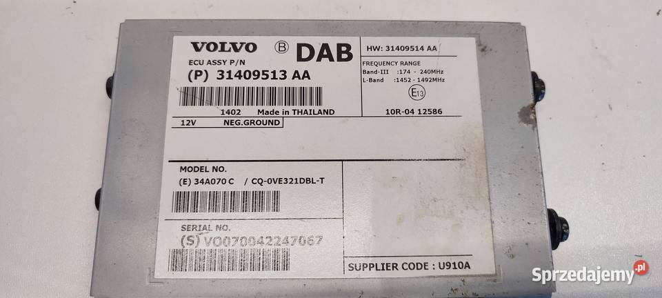 VOLVO XC60 MODUŁ STEROWNIK DAB 31409513 Komputery