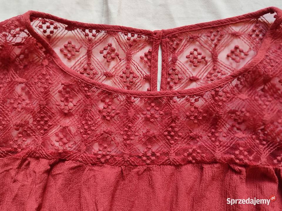 ceglasta bluzeczka z koronką r L XL czerwony pomorskie Gdańsk