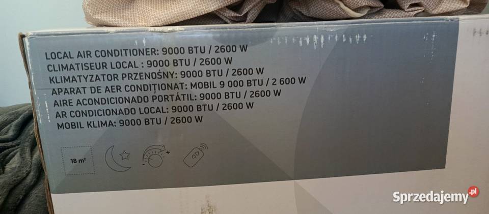 Klimatyzator przenośny 9000 BTU 2600W śląskie Dąbrowa Górnicza