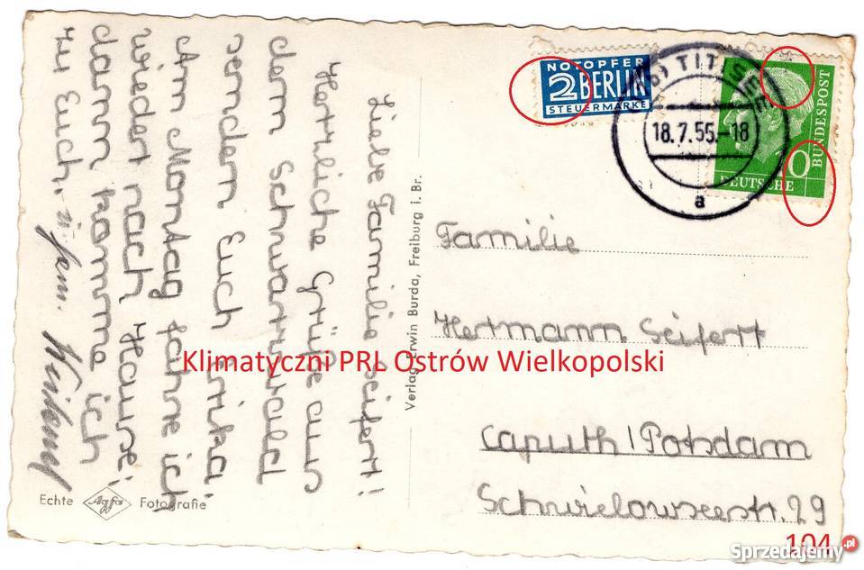 Pocztówka Post card Titisee Neustadt Niemcy 1955 Bielsko-Biała