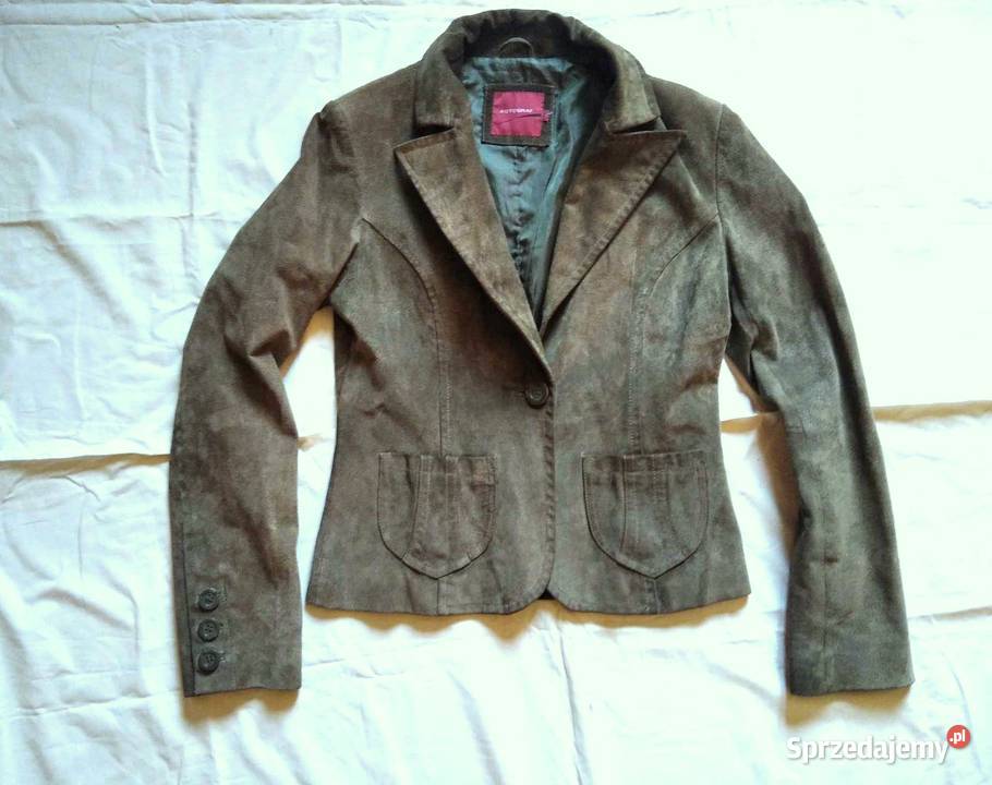 skórzana zamszowa marynarka oliwkowa r M 38 Marynarki i żakiety pomorskie Gdańsk
