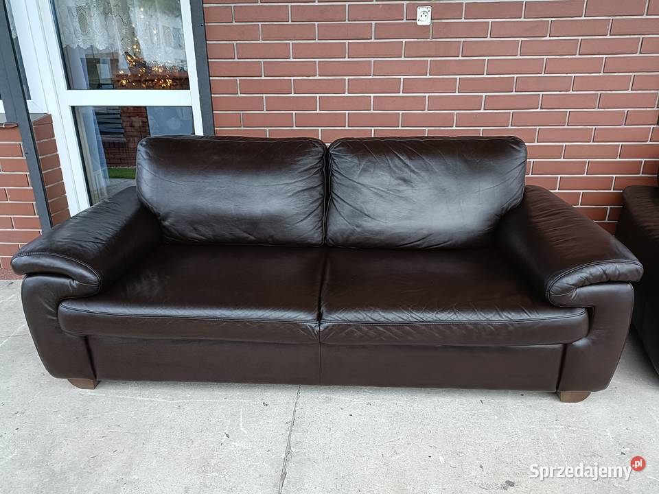 Sprzedam dwie sofy plus pufa ze skóry Meble wielkopolskie Konin sprzedam