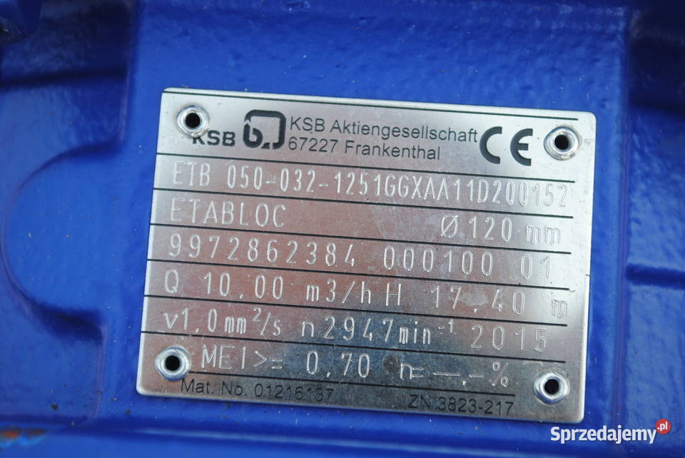 Pompa do wody KSB z silnikiem 15kw 2910obrmin sprzedam