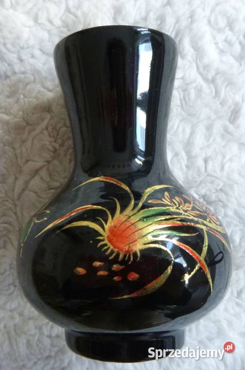 Ceramiczny wazonik z kwiatowym deseniem 10 czarny Ceramika i szkło mazowieckie