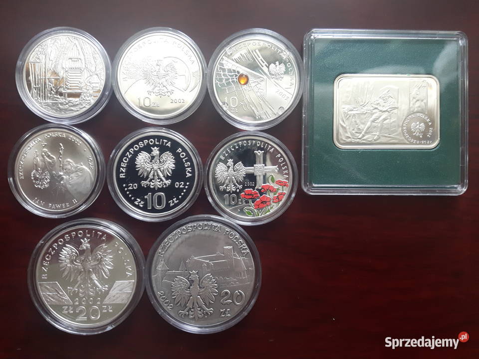 Monety srebrne kolekcjonerskie kompletny rocznik Numizmatyka Kielce sprzedam