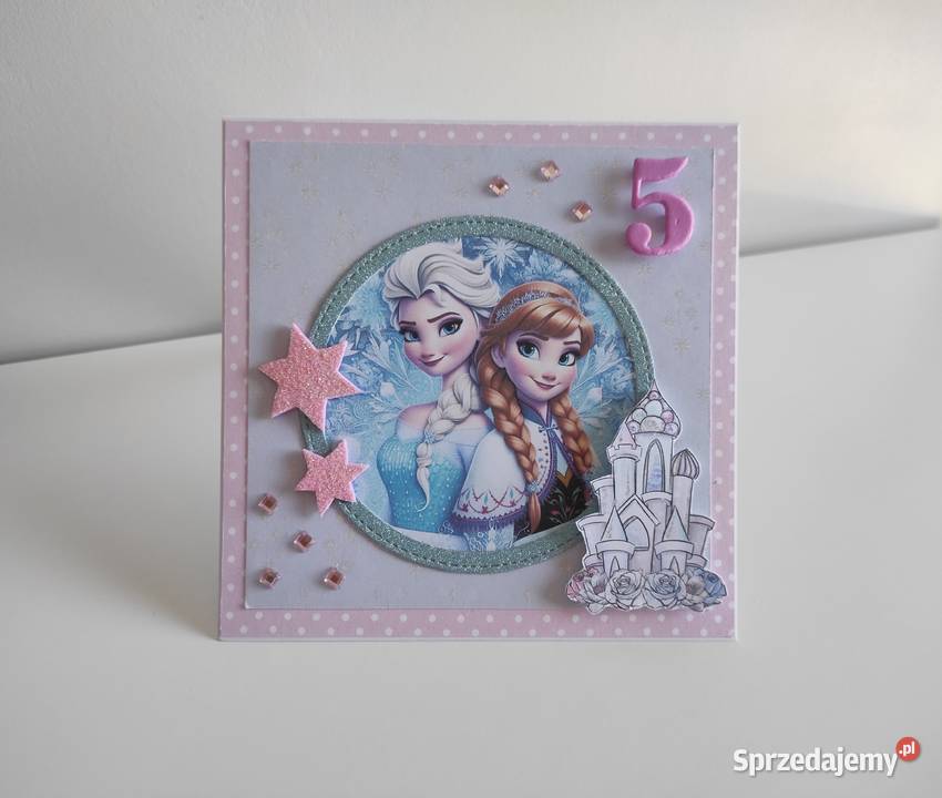 Kartka urodzinowa ręcznie robiona Kraina lodu Rękodzieło łódzkie Łódź