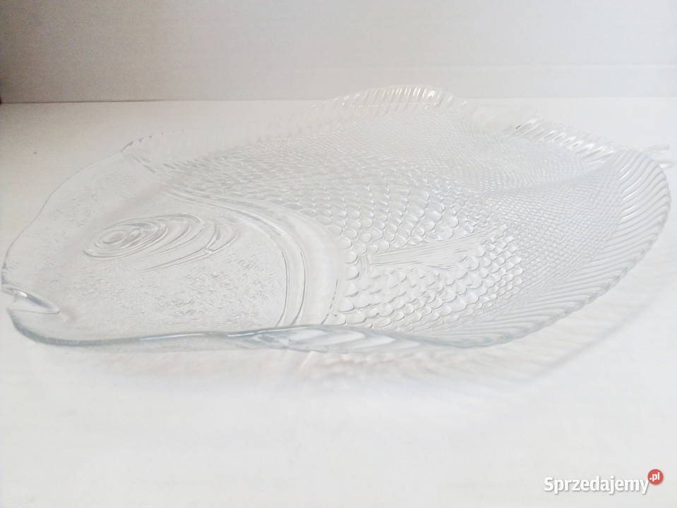 trzy szklane półmiski w kształcie ryby vintage Częstochowa