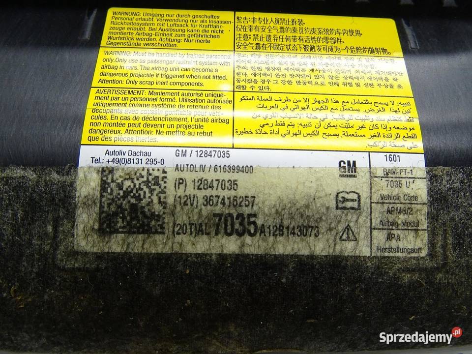 PODUSZKA PASAŻERA POWIETRZNA AIRBAG OPEL ASTRA J sprzedam