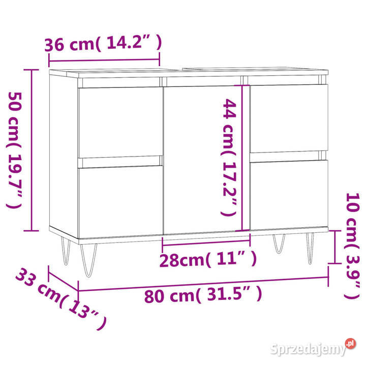 Szafka łazienkowa biała 80x33x60 materiał Warszawa
