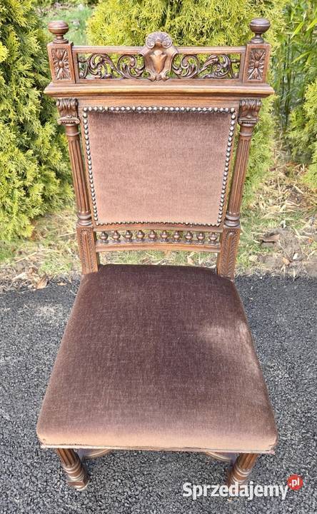 Komplet 4 orzechowych krzeseł eklektycznych 9279 Szczecin sprzedam
