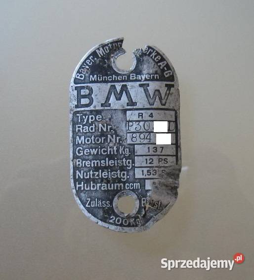 BMW R4 tabliczka znamionowa R 4 R4 Bydgoszcz