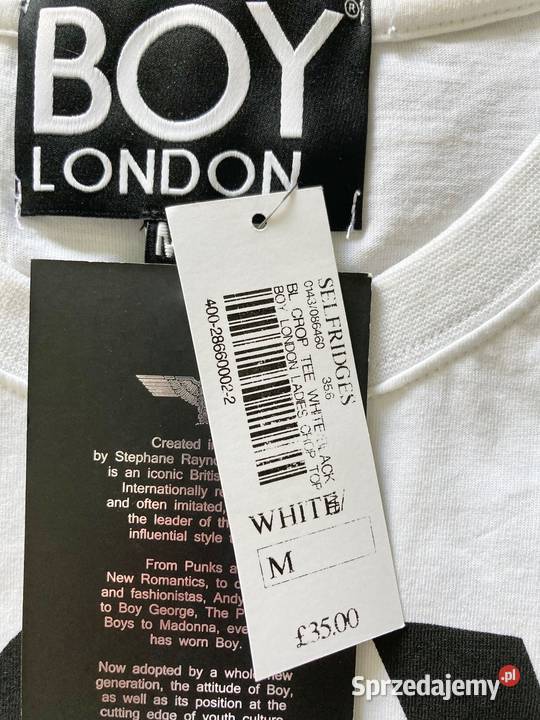 Nowa koszulka crop top oversize Boy London Bez wzoru Nisko