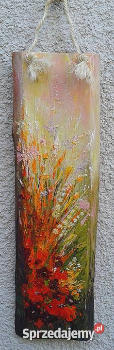 Obraz olejny na desce Kwiaty na łące