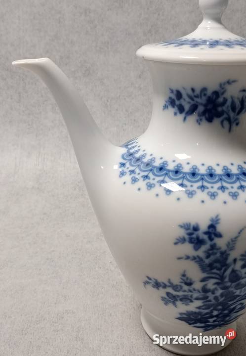 Krautheim Dzbanek Piękny Kobaltowy bukiet Biała Porcelana i szkło Świnoujście
