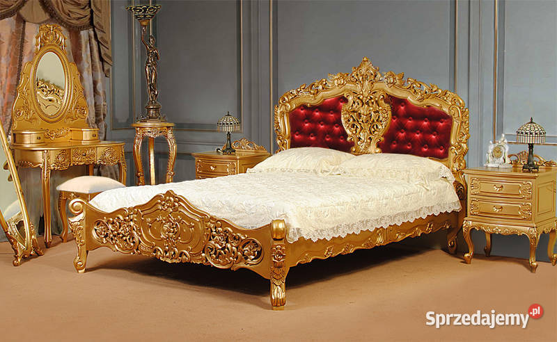 Nowe łóżko złote tapicer. 140x200 cm barok rokoko 78286t