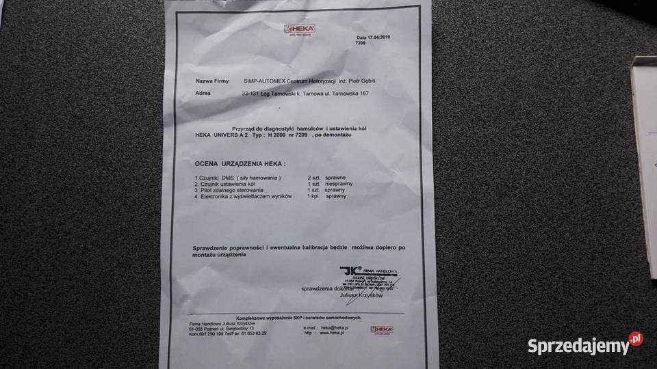 Linia diagnostyczna HEKA kpl do SKP Łęg Tarnowski