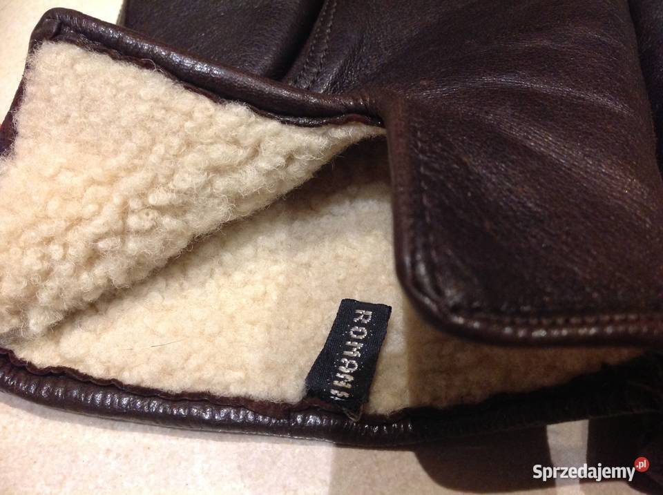 Rękawiczki Zimowe Skórzane Brązowe Kożuszek Dodatki Nowa Sól sprzedam