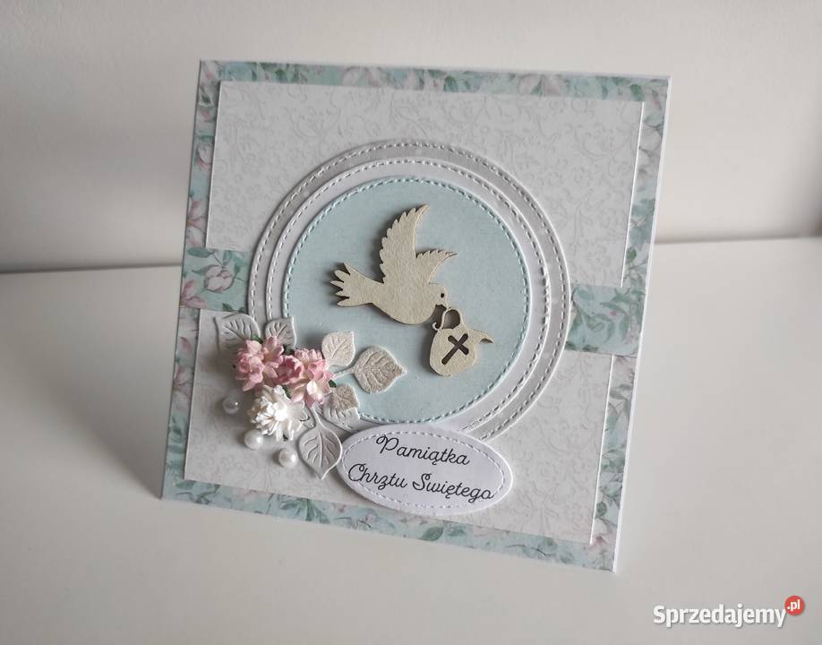 Kartka ręcznie robiona na Chrzest Święty z