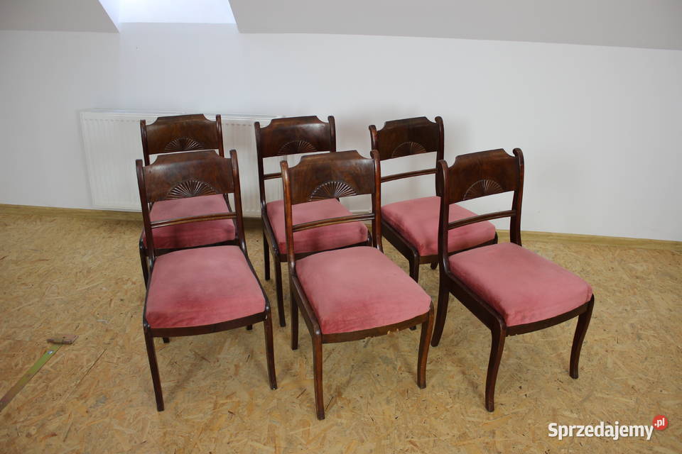 6 szt. krzeseł w stylu Biedermeier / Henryków / antyki / mah