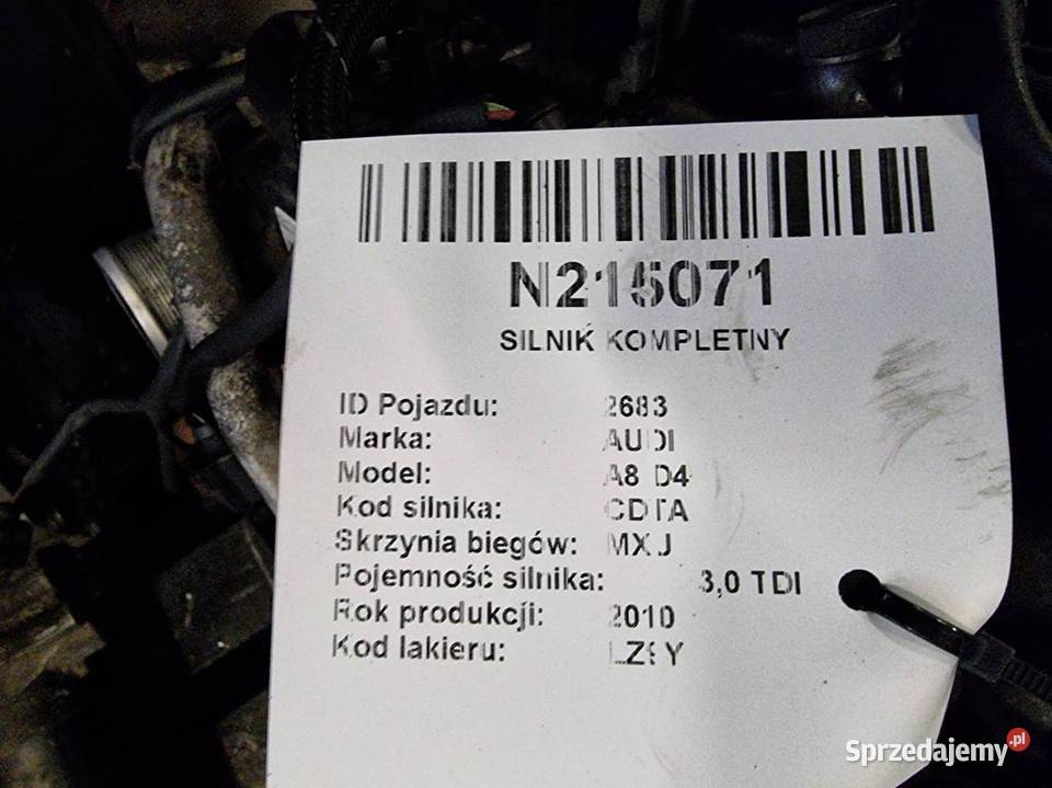 SILNIK KOMPLETNY AUDI A8 D4 CDT 30 TDI Pozostałe Lipno