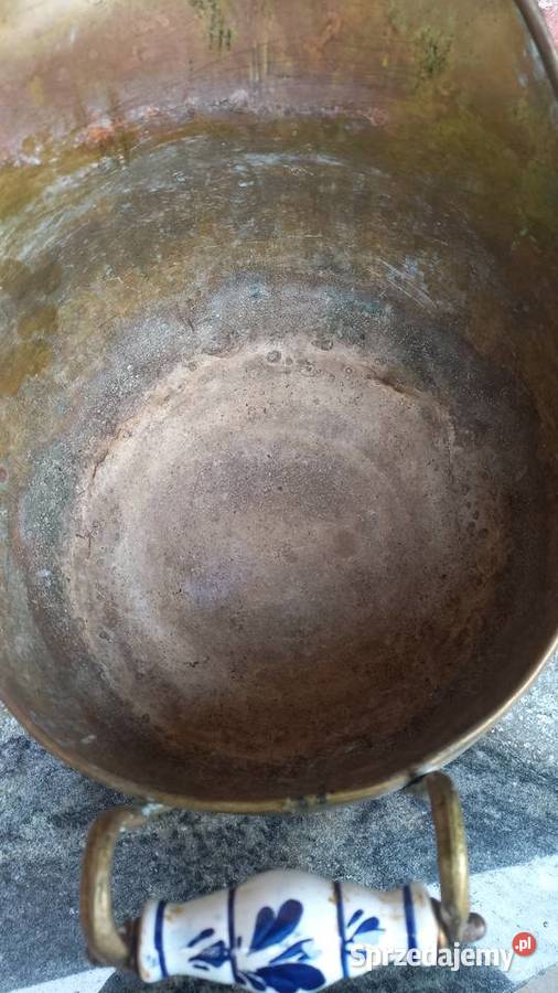 Pojemnik mosiężny z ceramiką Osłanka na doniczkę Gawroniec sprzedam