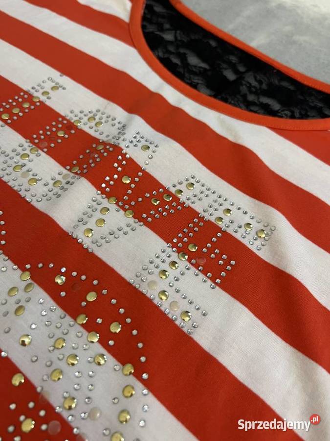 Tshirt koszulka bluzka z krótkim rękawem w paski Topy i koszulki Jasło