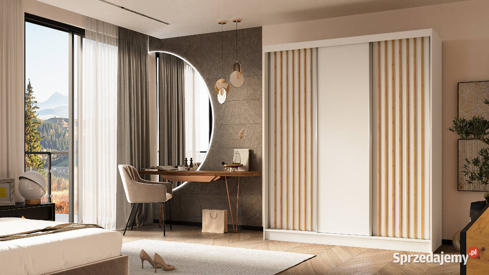 Duża szafa sypialniana 180 z lamelami 61cm