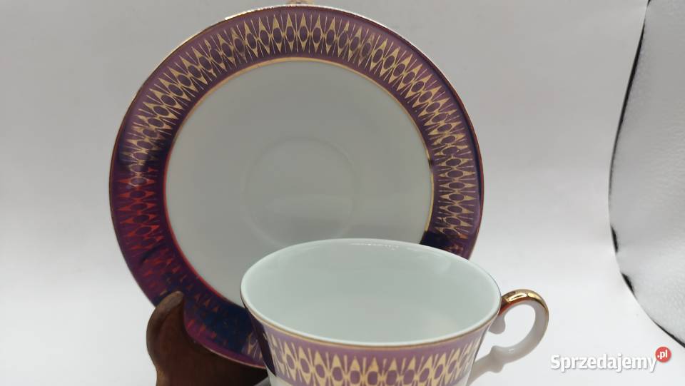 Filiżanka ze spodkiem porcelana kostna biała w Filiżanki i spodki Zamość