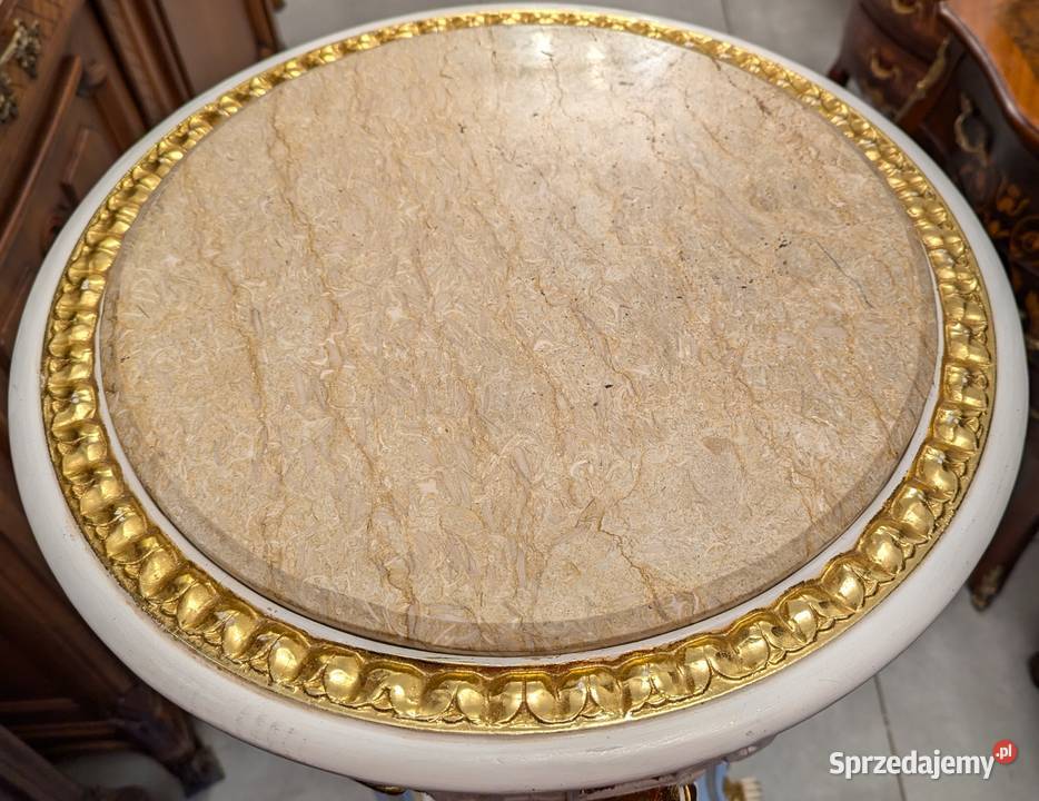 Piękny wysoki stolikkwietnik ecru złoconywys111 Dąbrowa Górnicza sprzedam