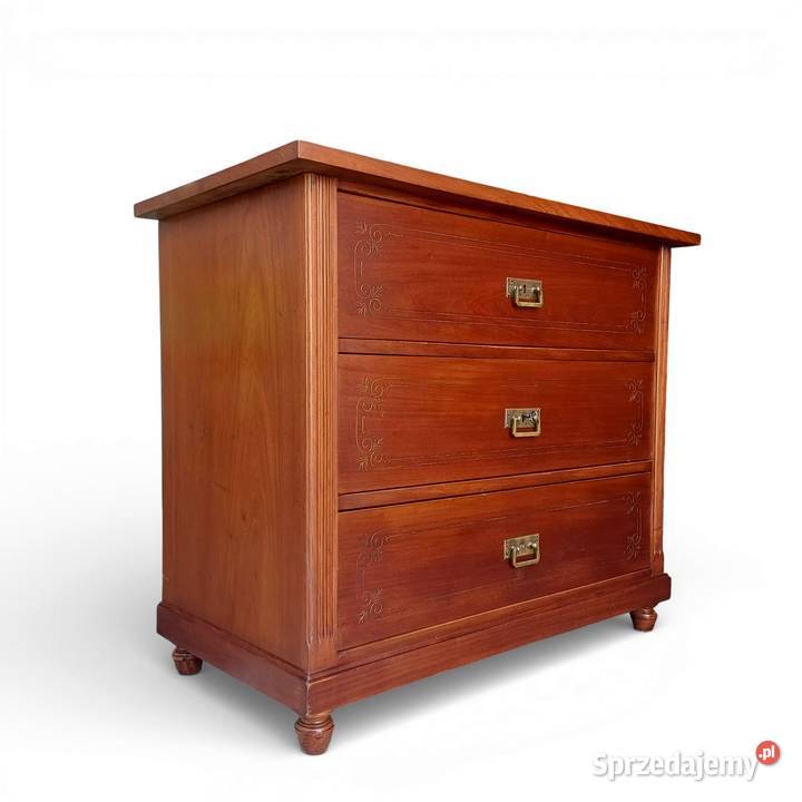 Komoda Secesyjna 3 szufladowa Fornir mahoń wielkopolskie Suchorzew