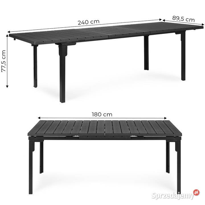 Stół ogrodowy rozkładany 180240 do 12 os stal
