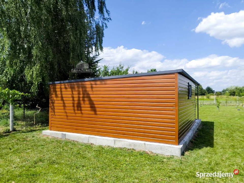 GARAŻ BLASZANY 6m x 5m SPAD W BOK WIATA DRZWI Łapanów