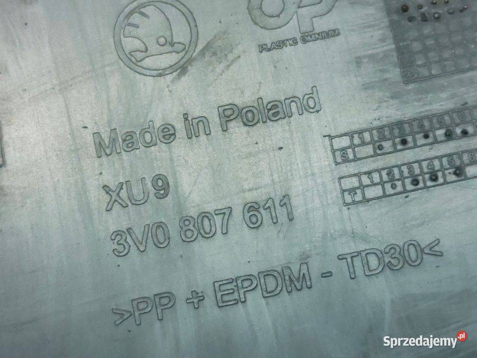 Płyta pod Zderzak Skoda Superb III 3v0807611 osobowe Pleszew sprzedam